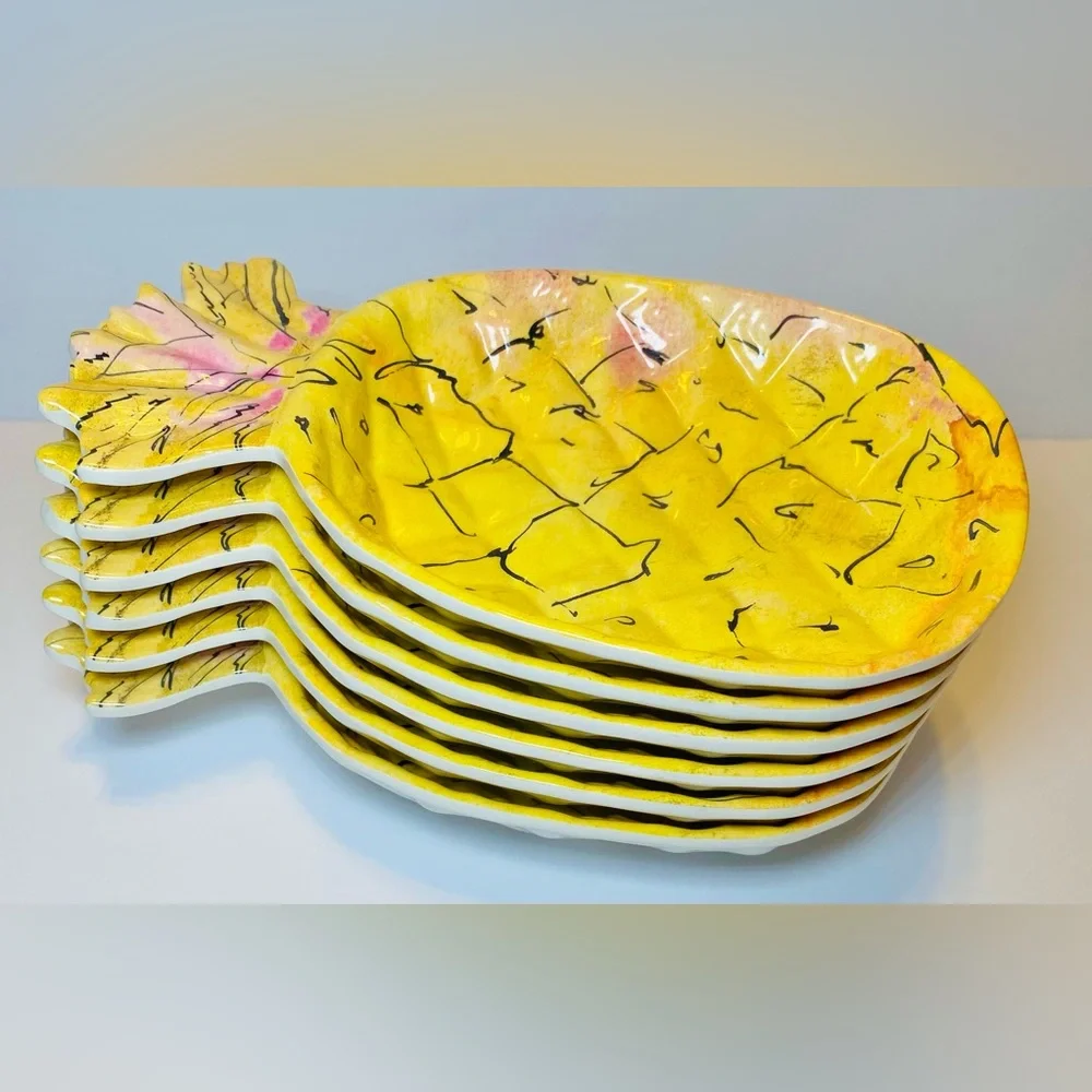 Pineapple Melamine‎ Serving Set Tropical Outdoor Pool Party Set of 6